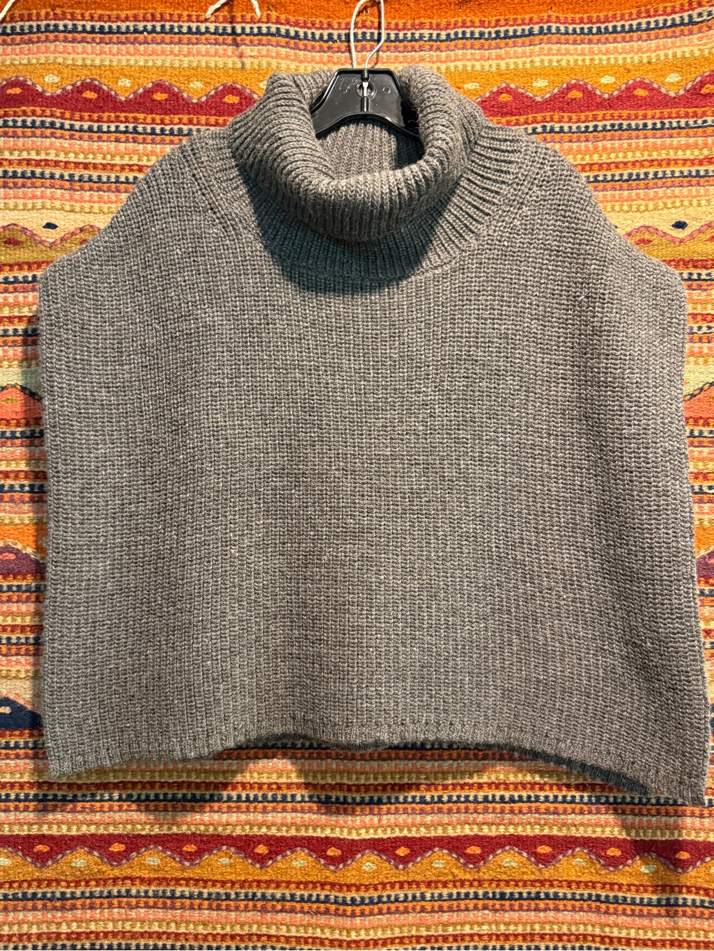 Wol Hide Rib Poncho In Charcoal — image 4 of 8